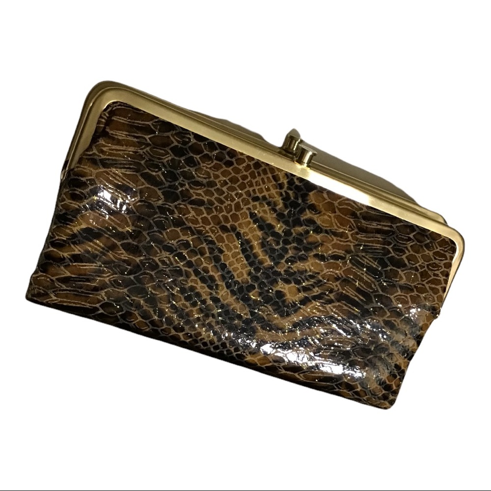 VINTAGE HOBO Double Frame Clutch/Wallet Snake Leather Size 8.5”x 4.5” - Picture 2 of 9